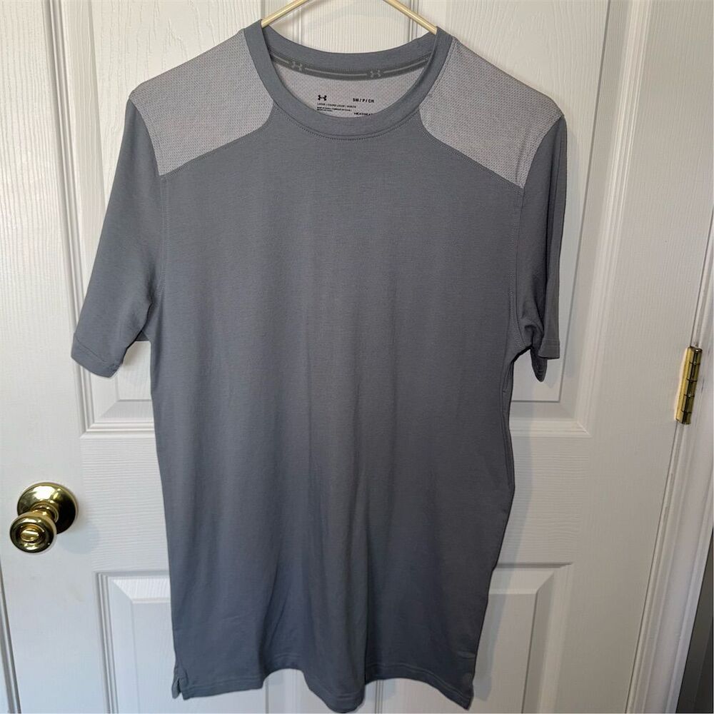 Under Armour Men's‎ HeatGear Athletic T-Shirt Gray Size S Athleisure Sporty Crew - Picture 2 of 11